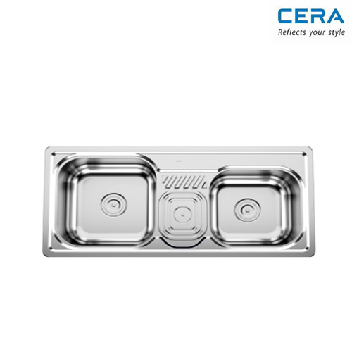 Satin Finish - Double Bowl Sink with Drain Board Cat. No. B4723502