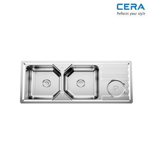 Pearl Finish - Double Bowl Sink with Drain Board B4724501