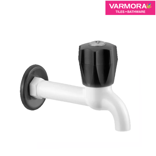 Long body bib cock with wall flange P150304